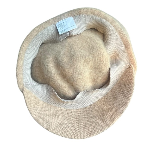 Vintage Y2K Beige Newsboy Hat Angora Wool Eyelash Beret Cap 90s Hepburn Hat - Picture 4 of 6